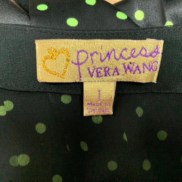 Princess Vera Wang Juniors Top Size 1 Black Green Polka Dots Pleated Sheer Back - Picture 5 of 7